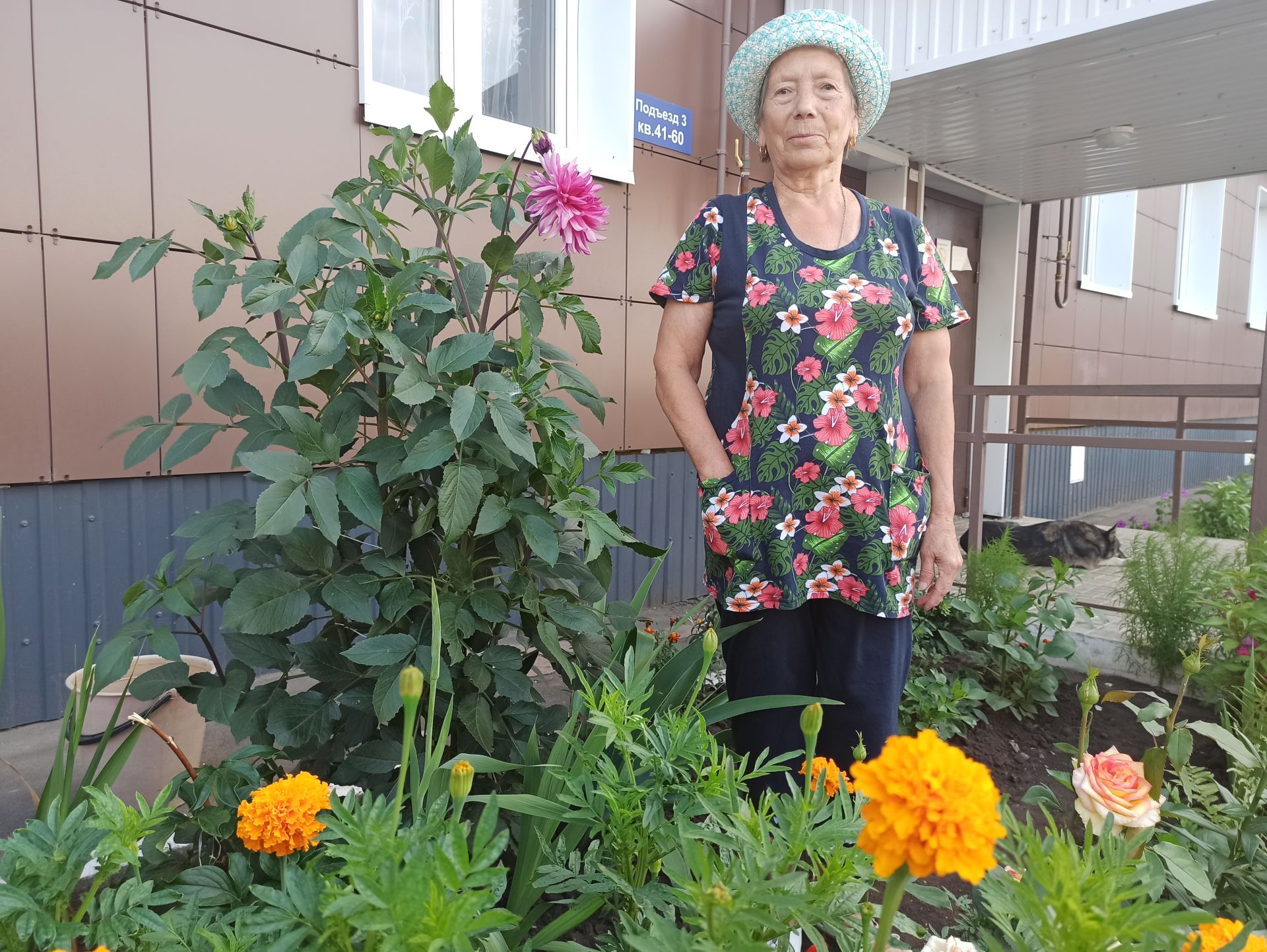 Пенсионерка из Чистополя разбила цветочный  сад под окнами многоквартирного дома