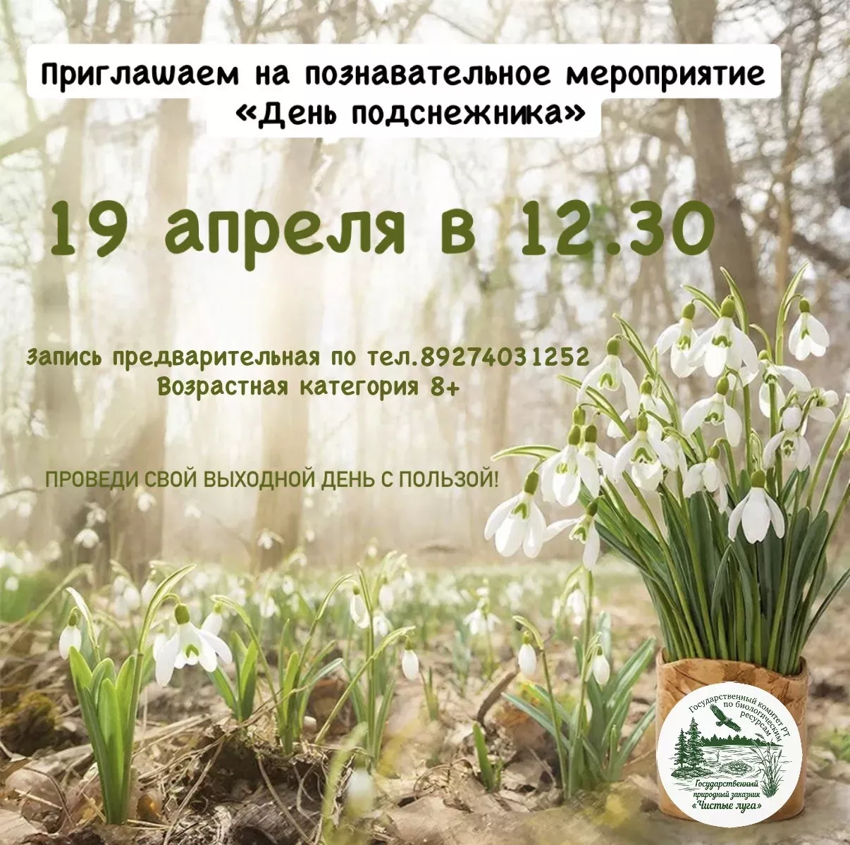 В заказнике «Чистые луга» отметят День подснежника мастер-классом и виртуальным туром по лесу
