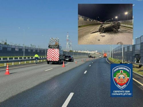 На Вознесенском тракте  Kia снесла ограждение и перевернулась