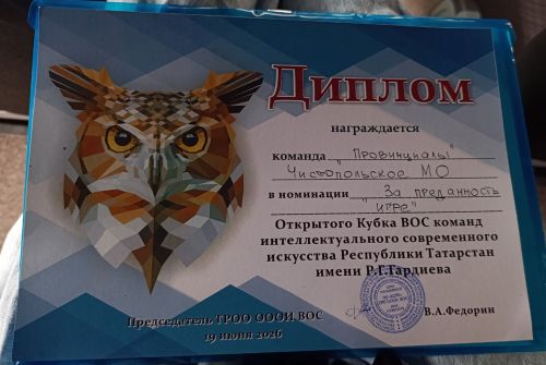 Чистопольские «Провинциалы» стали дипломантами Кубка ВОС имени Рифката Гардиева