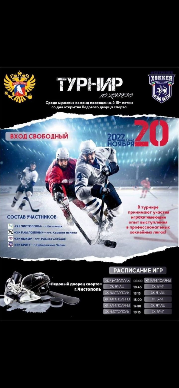 В Чистополе пройдет мужской хоккейный турнир