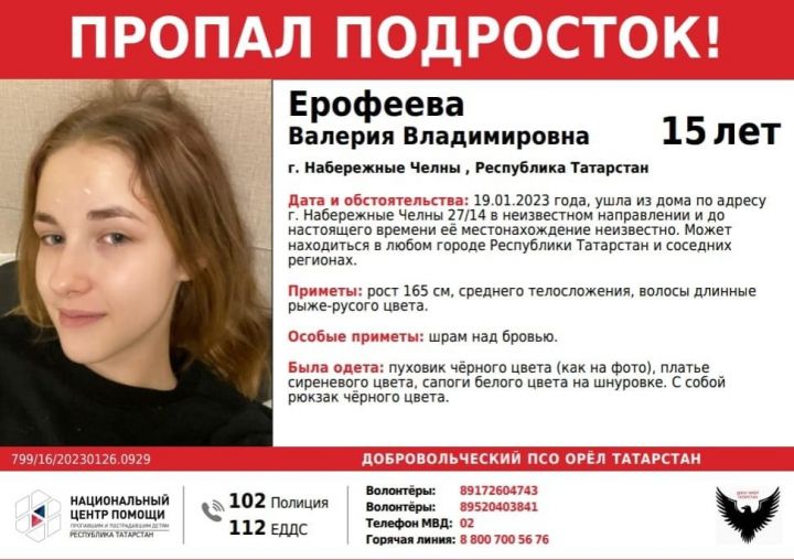 В Челнах больше недели ищут 15-летнюю школьницу