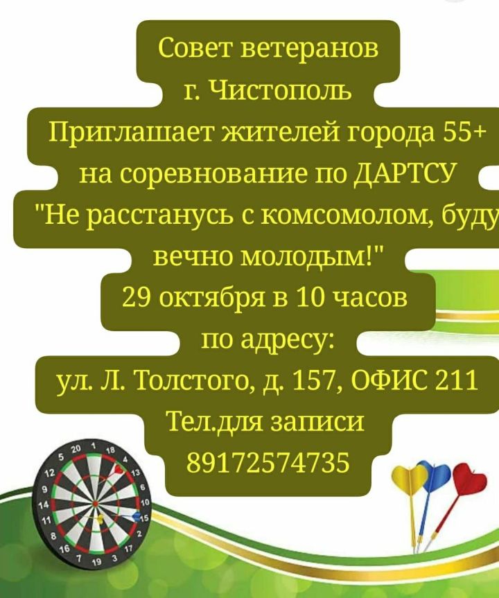 В Чистополе пройдут соревнования по дартс для старшего поколения