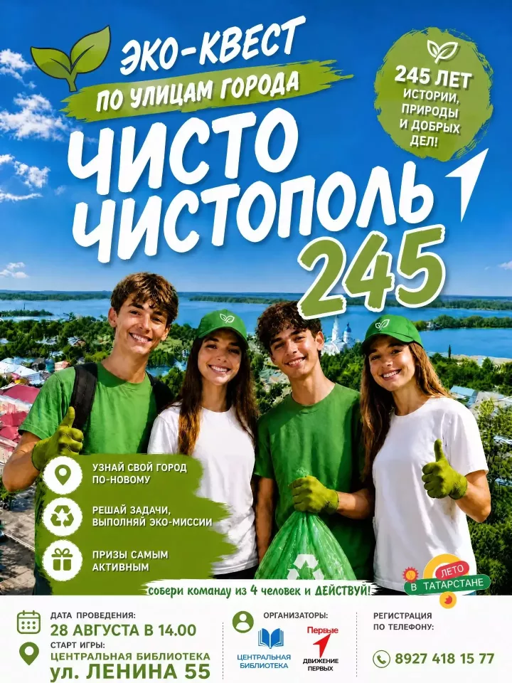 В Чистополе пройдёт экологический квест «Чисто Чистополь — 245»