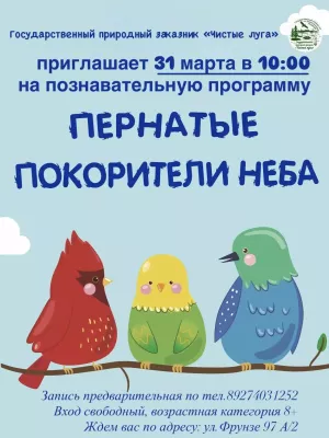 В заказнике «Чистые луга» отметят Международный день птиц познавательной программой