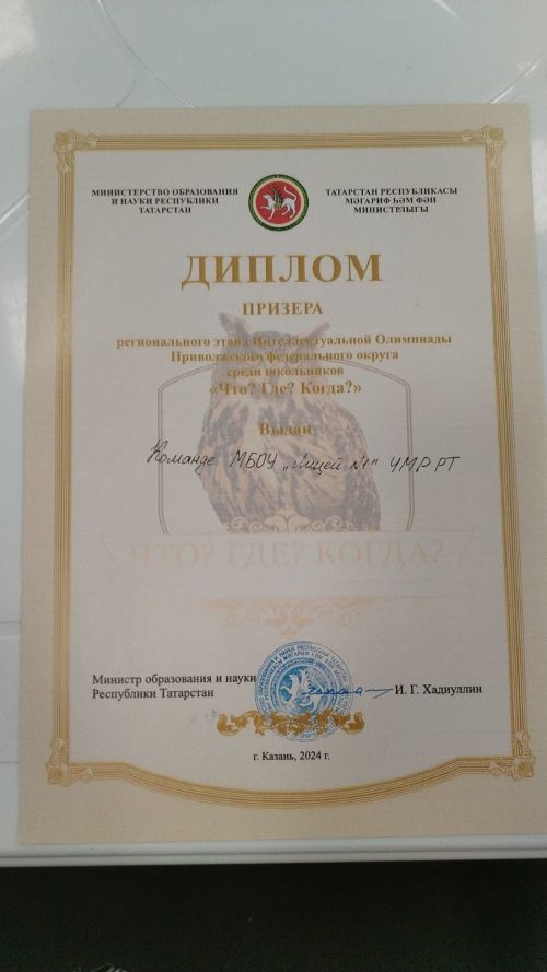 Чистопольские лицеисты — призеры олимпиады «Что? Где? Когда?»