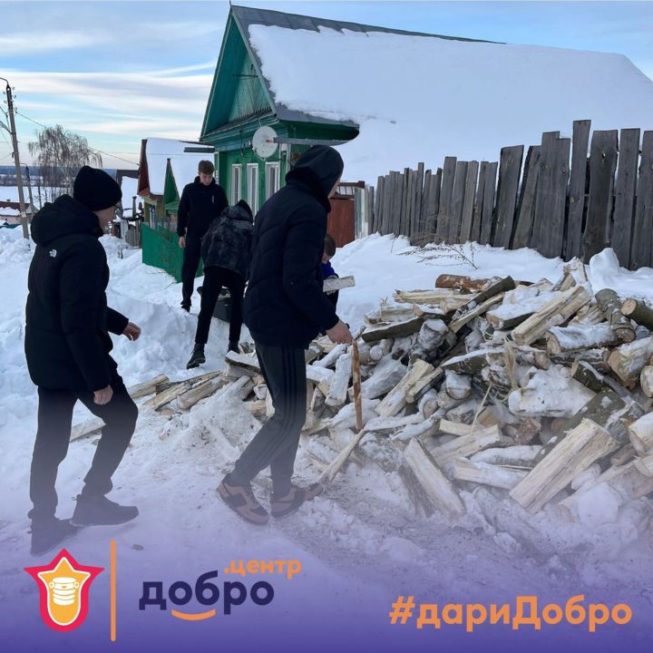 Чистопольские волонтеры помогли семье мобилизованного в разгрузке дров