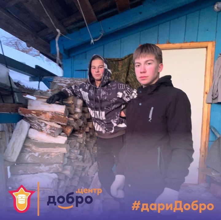 Чистопольские волонтеры помогли семье мобилизованного в разгрузке дров