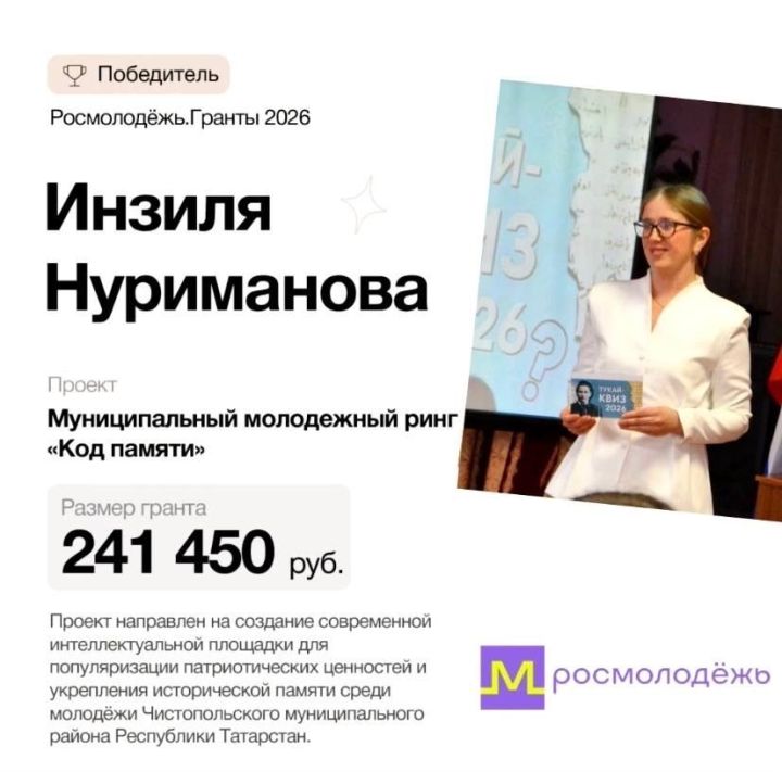 Интеллектуальный «Код памяти»: проект из Чистопольского района выиграл грант Росмолодёжи